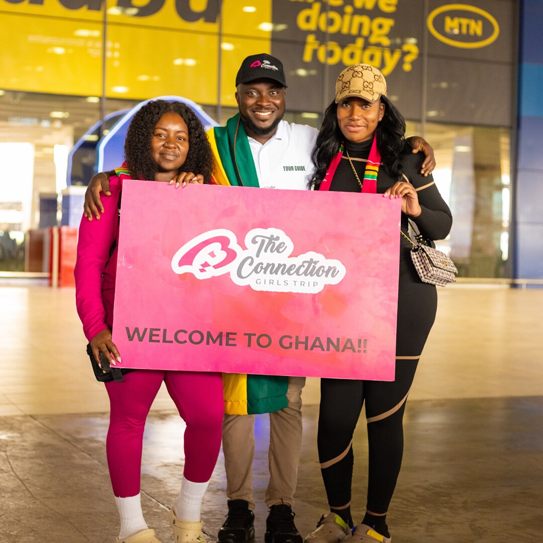 Guests receiving a warm welcome at the airport in Ghana