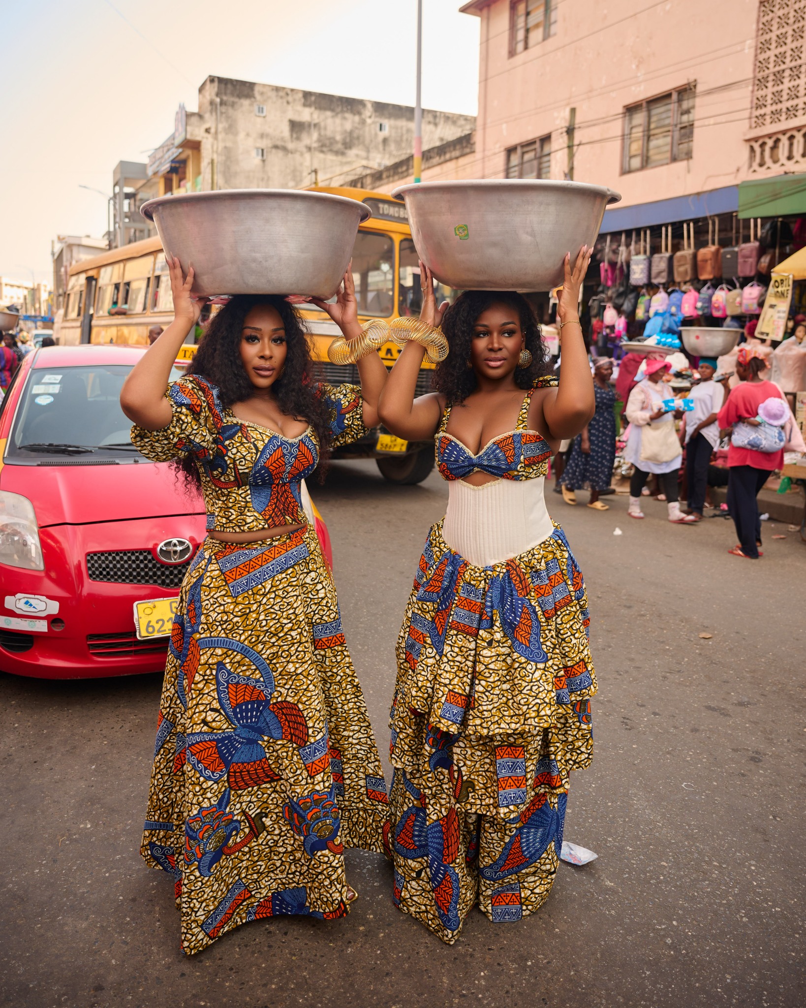 Natalie and Jori experiencing a vibrant Accra market