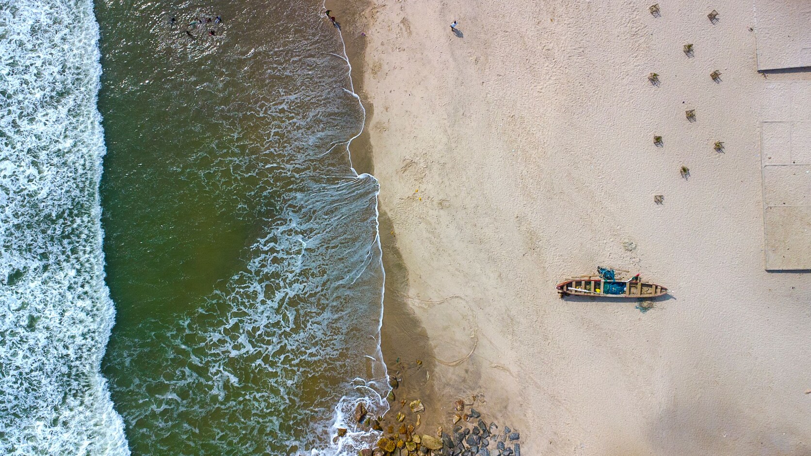 An aerial view of the Accra coastline